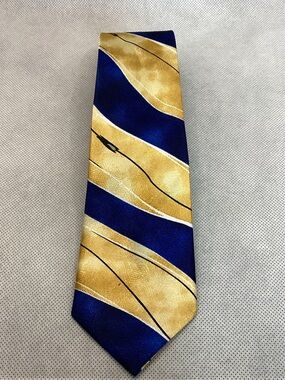 In Design Striped Blue & Gold Boys Clip-on Tie